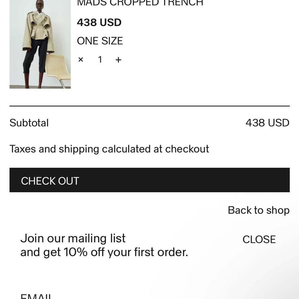 The Frankie Shop Beige MADS Cropped Trench Coat - Picture 2 of 8
